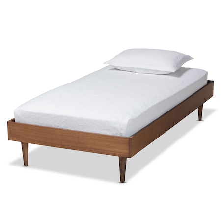 Baxton Studio Rina Mid-Century Modern Ash Walnut Finished Wood Twin Size Platform Bed Frame 180-11158-Zoro